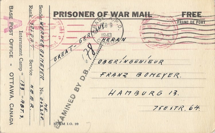Bomeyer, Werner - 133 - Postcard Front copy