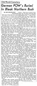 Globe and Mail - April 12, 1950 - German POWs Buried in Bleak Northern Bush copy